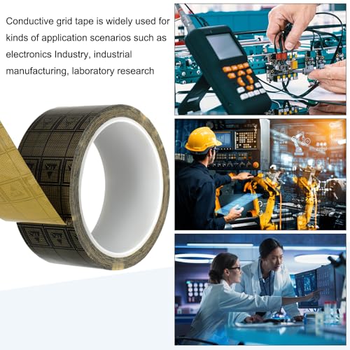 Image of PATIKIL Antistatic Tape, 2.36 Mil Thick, 1-3 /4 Inch x 39 Yards Conductive Adhesive Grid ESD Tape for Circuit Board Laptop Mobile Phone Communication Electronics Parts, Black /Yellow