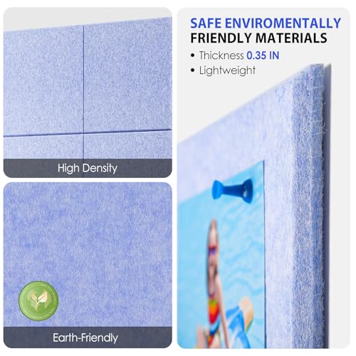 Image of MaxGear Felt Bulletin Board 48 inch x 36 inch, Light Blue Felt Wall Tile Wall Decor