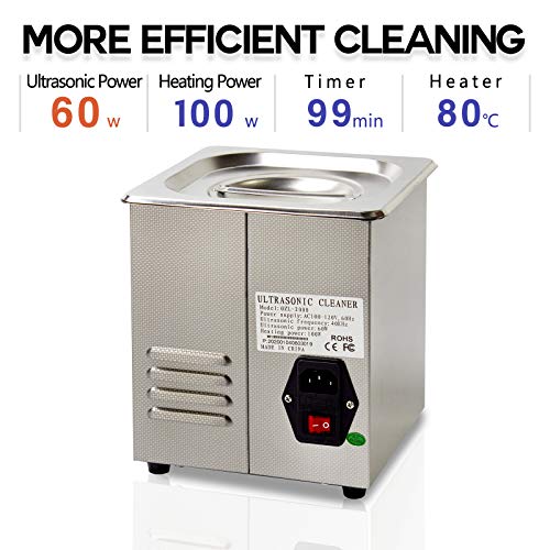 ONEZILI Ultrasonic Cleaner 2L, Professional Ultrasonic Jewelry Cleaner, Small Part Cleaners Machine with Timer Digital for Cleaning Jewelry Eyeglasses Tools Watches Dentures Circuit Board Guns Parts
