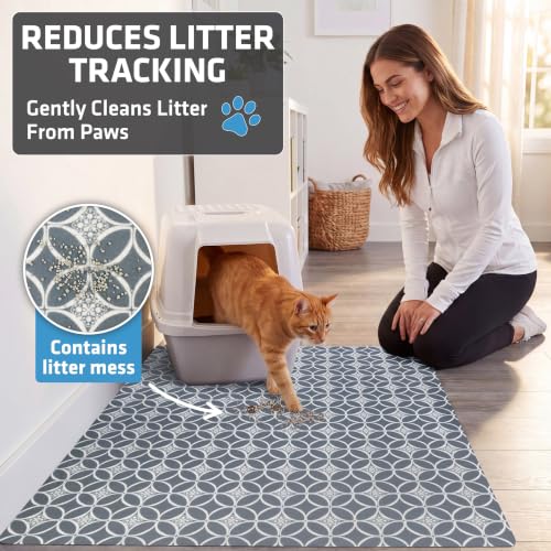 Image of Drymate Cat Litter Box Mat, Litter Trapping Mat, Indigo Grey, 29x36 XL