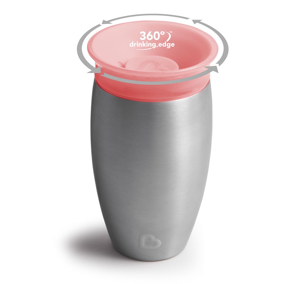 Munchkin Tasse Miracle 360 en Acier Inoxydable | Tasse Bébé & Tout-Petits Sans BPA | Idéale pour le Sevrage | Tasses Enfants Leakproof | 12+ Mois | 10oz/296ml | Rose