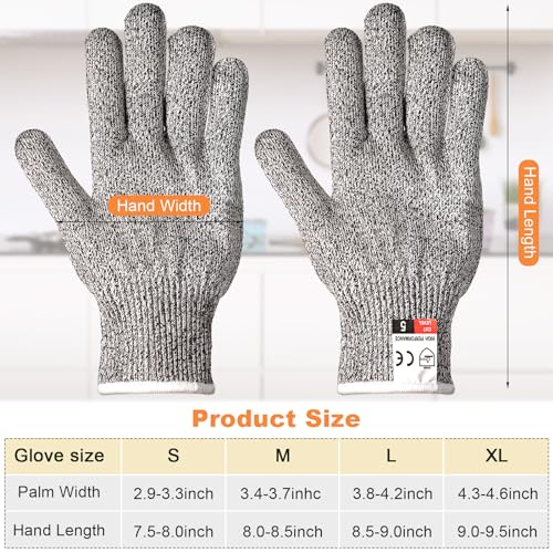 Xuhal 20 Pairs Cut Resistant Gloves Level 5 Protection Cutting Safety Kitchen Anti Cut Gloves for Kitchen (L)