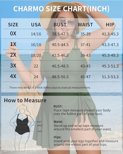 Image of Charmo Plus Size Swimsuit for Women Swim Dress Scalloped One Piece Tummy Control Bathing Suit Ruched Swim Suits 2026