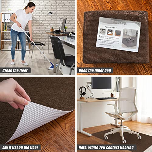 Image of Sycoodeal Office Chair Mat for Hardwood Floor,Office Computer Gaming Chair Mat for Tile Floor,Large Floor Protector Rug,Anti-Slip,Easy to Clean,Coffee(48 inchx60 inch)