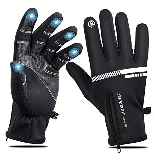 Winter Cycling Gloves, All Finger Touchsreen Waterproof Windproof Work Glove Men Women, Anti-Slip