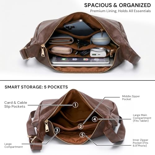 Bolso Hobo para mujer de cuero vegano suave miniatura 5