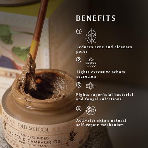 Image of Old School Rituals Spices & Camphor Oil Purifying Face Mask | Anti-Acne & Oil-Control Face Mask for Clear, Radiant Skin | Detoxifies Pores, Balances Excess Oil, and Reduces Breakouts | Enriched with Natural Spices & Camphor Oil for Skin Purification | 50g
