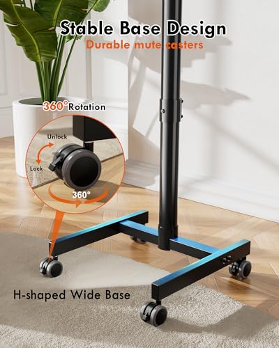 Forging Mount Mobile Tv Cart With Wheels For 23-60 Inch Lcd Led Oled Flat Curved Screen Tvs, Rolling Tv Stand Height Adjustable Tilt Holds Up To 88Lbs thumb #1