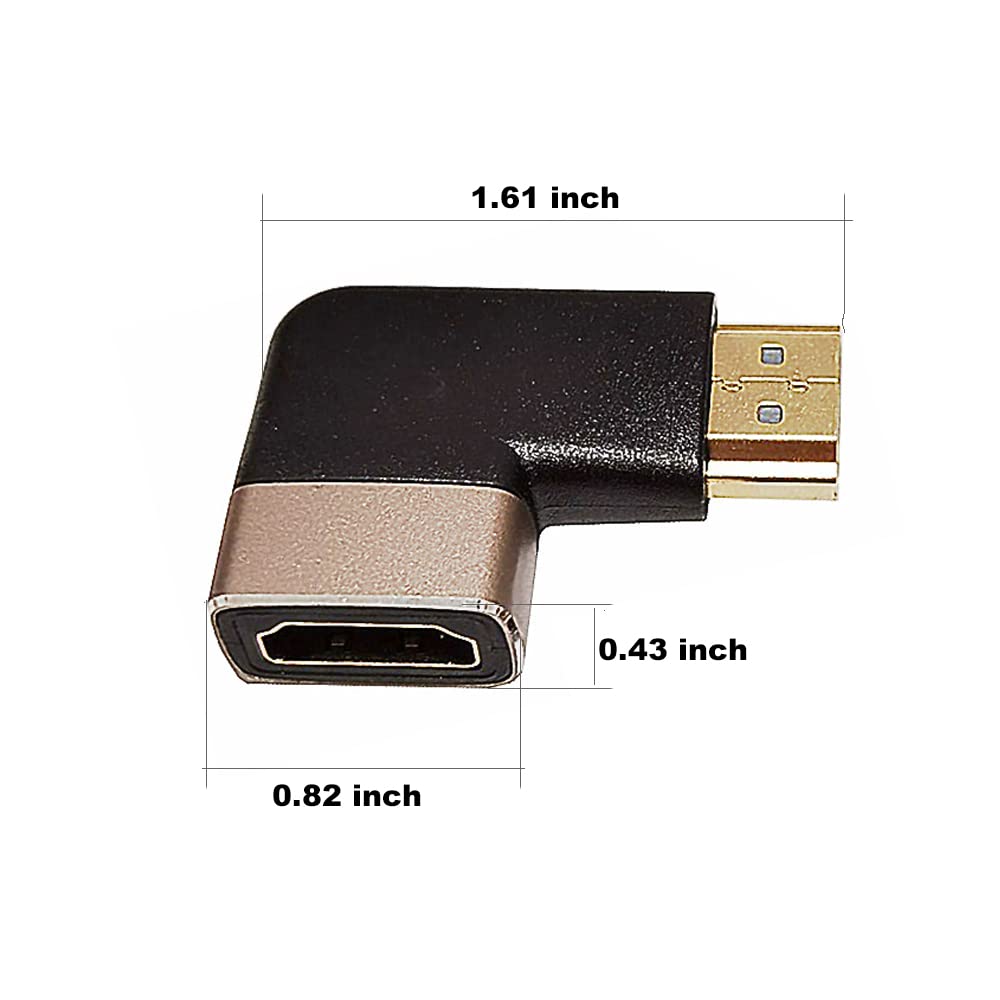 Confezione da 2 estensori HDMI 8K, 90 gradi ad angolo retto HDMI 2.1 versione maschio a HDMI 2.1 versione femmina, adattatore di estensione accoppiatore, 8K @ 60Hz