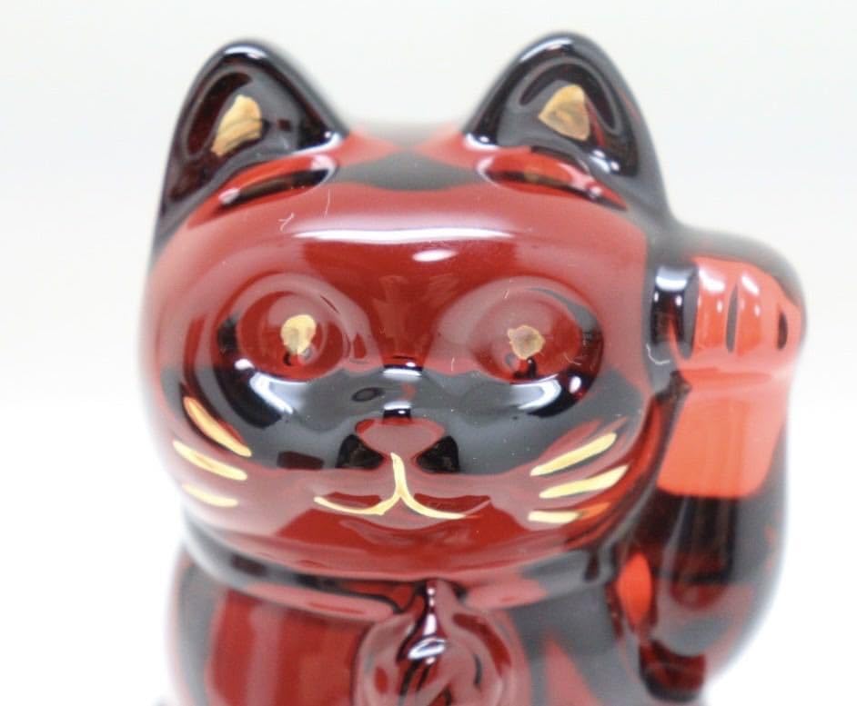 美品　Baccarat ラッキーキャット　レッド　フィギュリン　クリスタル招き猫 Amazon.co.jp: バカラ Baccarat ラッキーキャット レッド フィギュリン