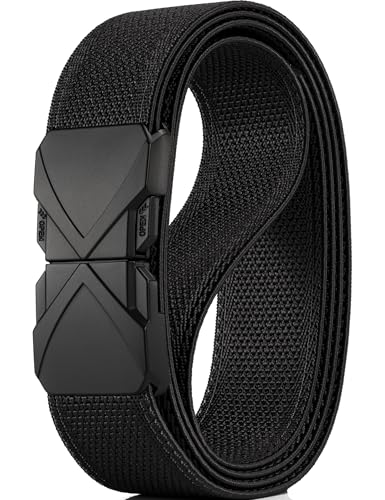 GEIT Stretch Nylon Belt with Quick Release Metal Buckle, 1 3/8