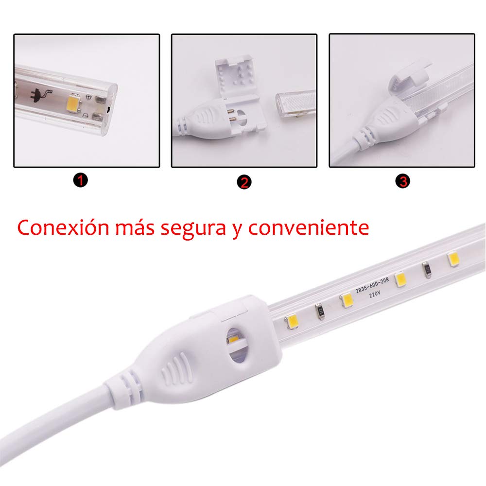 XUNATA 24m Dimmerabile Striscia LED 220V con Telecomando a 15 tasti, 2835 120LED/m, Impermeabile, Flessibile Striscia a LED per Scaletta Tetto Cavi da Cucina Decorazione- Bianco Caldo