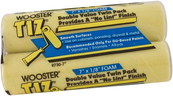 30-Pack of 7” x 1/8” Nap Wooster R730 TIZ Foam Roller Cover, 2-Pack