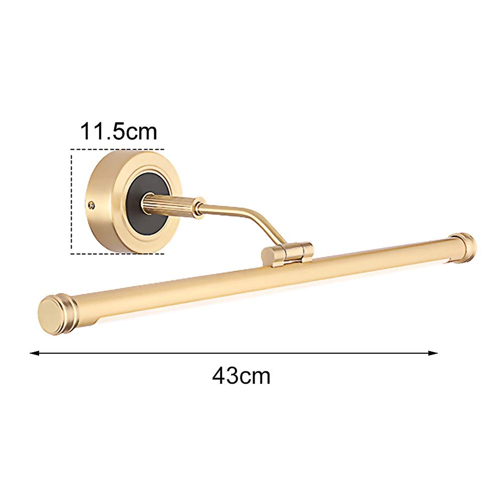 Siet Lampada da trucco di rame a luci a specchio a LED 9W, lampada da bagno da bagno a prova di umidità, lampade anteriore anti-fendinebbiatrice a specchio da bagno, striscia in ottone specchio specch