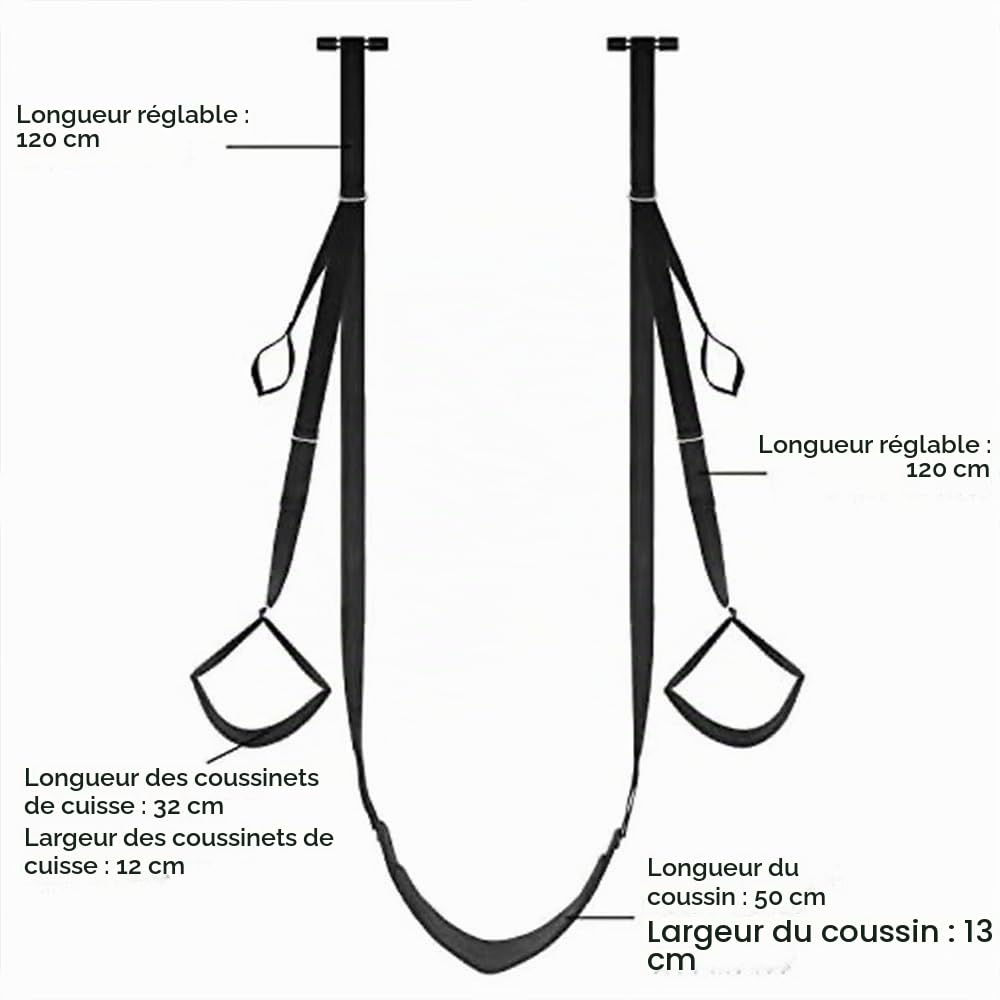 GeRRiT Balançoire de Suspension adaptés au Yoga en Salle avec siège réglable et élingue de Porte divisée Noir, W0301