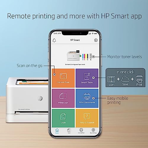 HP Color LaserJet Pro M255dw Wireless Laser Printer, Remote Mobile Print, Duplex Printing, Works with Alexa (7KW64A), White