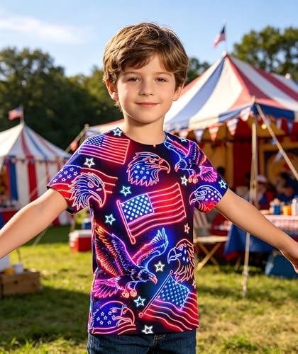Image of uideazone Tshirts for Boys Kids Short Sleeve T-Shirt 3D Graphic Tee Shirts Tops Clothes 4-16 Years