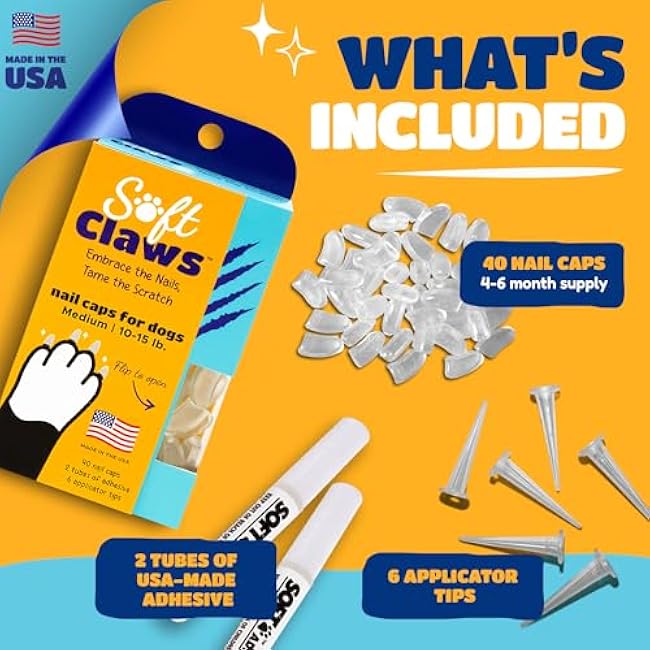 Soft Claws Nail Caps for Dogs with Non-Slip Design - 40 Dog Nail Covers for Long-Lasting Protection of Floors and Furniture - Red, Medium-6ZUmZwu1