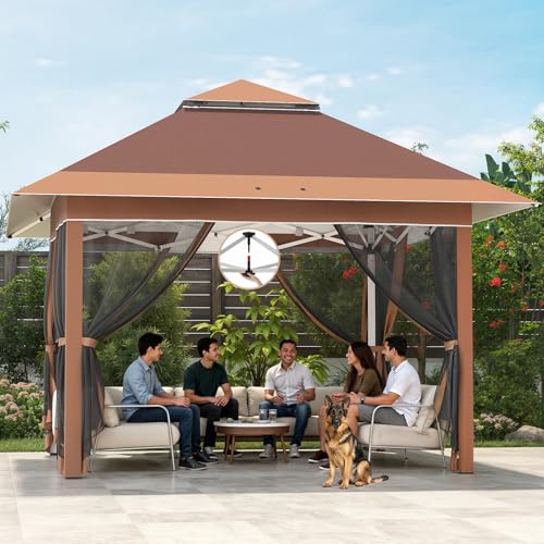 Devoko Pop Up Pavillon 3,25 x 3,25 Wasserdicht Stabil, Gartenpavillon mit Extra Großer...