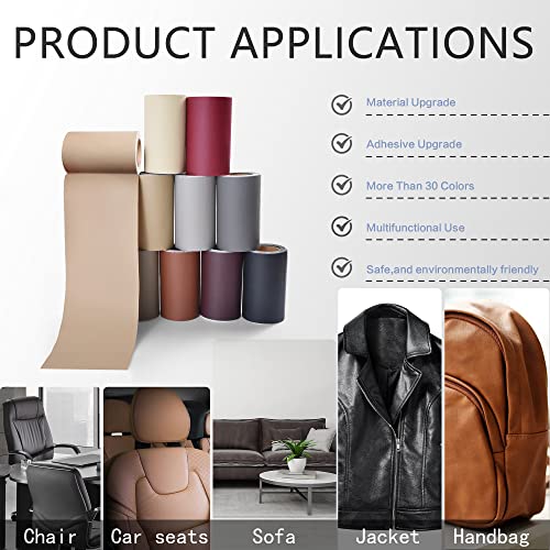 Image of YAFLC Leather Repair Patch - 4 inch x 63 inch Self-Adhesive Tape for Furniture, Couches, Car Seats, Sofa Jackets, Handbags - Medium Beige