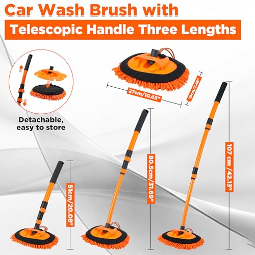Image of Tool Daily Short Pressure Washer Gun with Foam Cannon, 15 Curved Car Wash Brush with Long Handle, 5 Nozzle Tips, 1 /4 inch Quick Connect