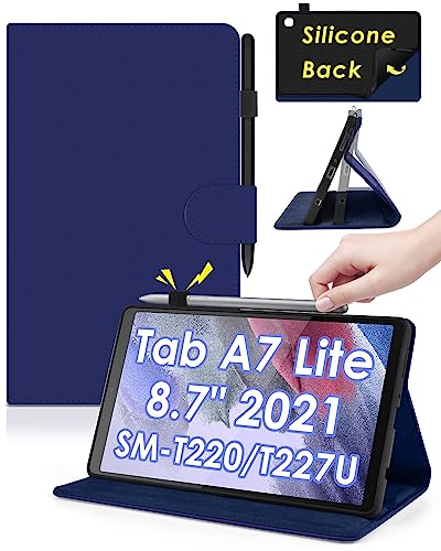 KATUMO Case For Samsung Galaxy Tab A7 Lite 8.7 Inch 2021 (SM-T220/T225/T227u) Leather Business Stand Folio Protective Soft TPU Back Cover With Pen Strap Case For Galaxy Tab A7 Lite 8.7