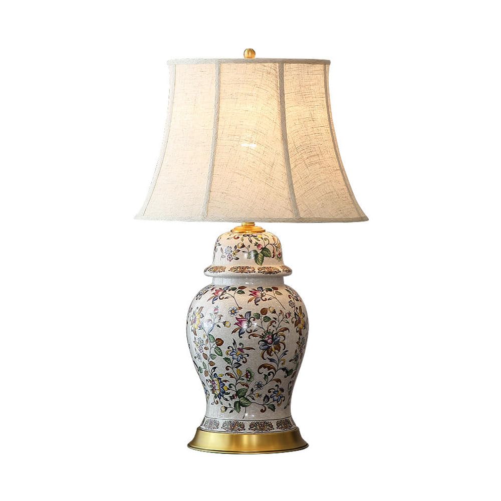 SGKOMN 24.8”/30.3” Tall Table Lamps,Glaze Cracked Ink Ceramic Bedside Lamps, Desk Lamp For Nightstand, Coastal Lamp Table Lamp For Living Room, Large Bedroom Lamps For End Table-46 * 77CM