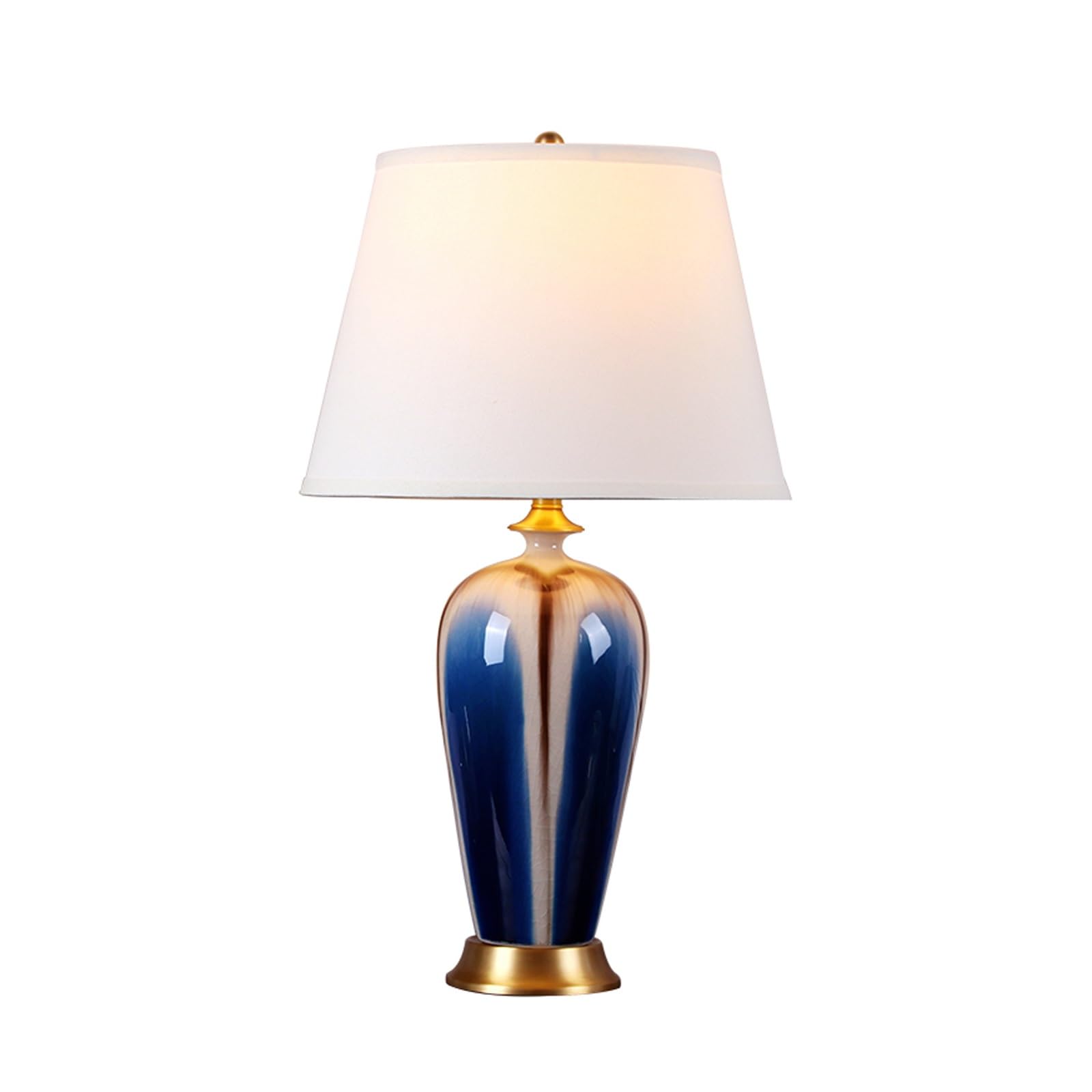 SGKOMN Ceramic Table Lamp For Bedroom, Table Lamp Blue Farmhouse Rustic Lamp Bedside Table Lamps For Nightstand Side Table Lamps For Living Room, 25.2In-Button
