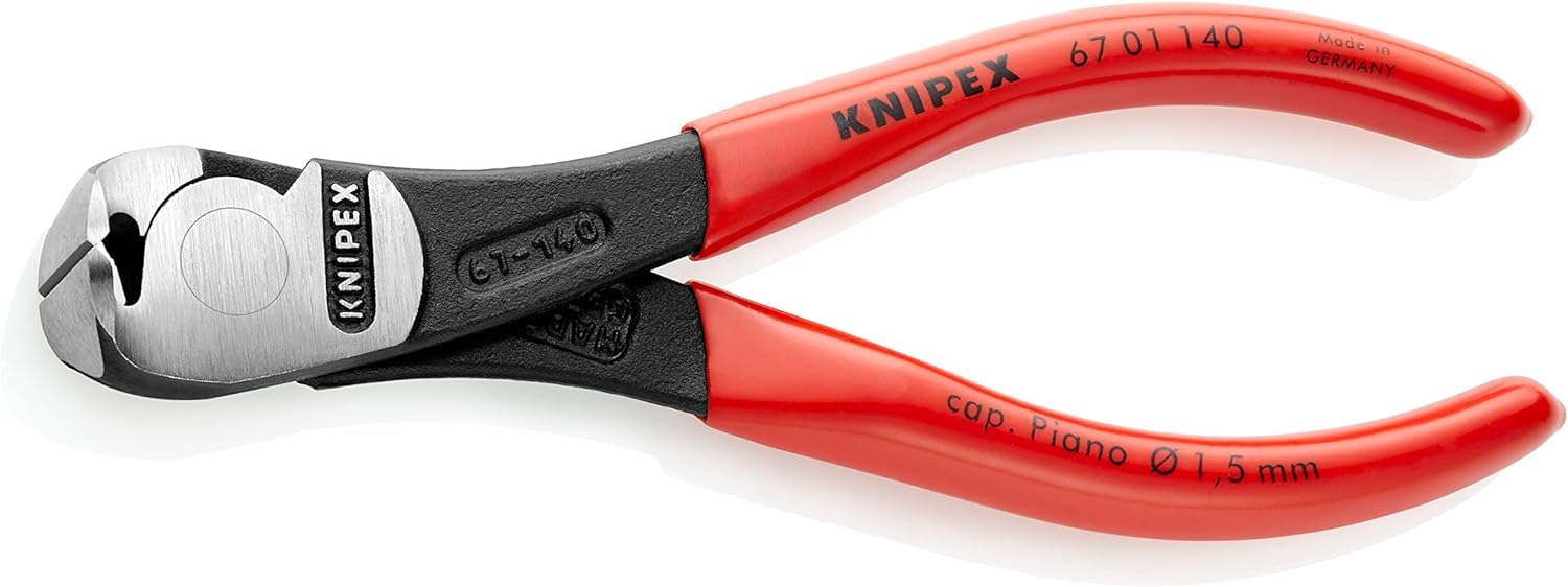 KNIPEX Szczypce tnące czołowe o zwiększonym przełożeniu z tworzywa sztucznego, powlekane 140 mm, 67 01 140