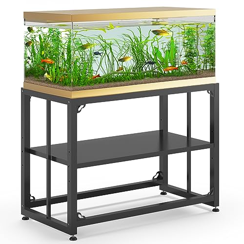 Fish Tank Stand 40 Gallon, Metal Aquarium Stand 36.5″ L x 18.5″ W*29.5”H, Double-Layer Storage Design, Suitable for Home and Office Use, 660LBS Capacity, Black (Tank not Included)