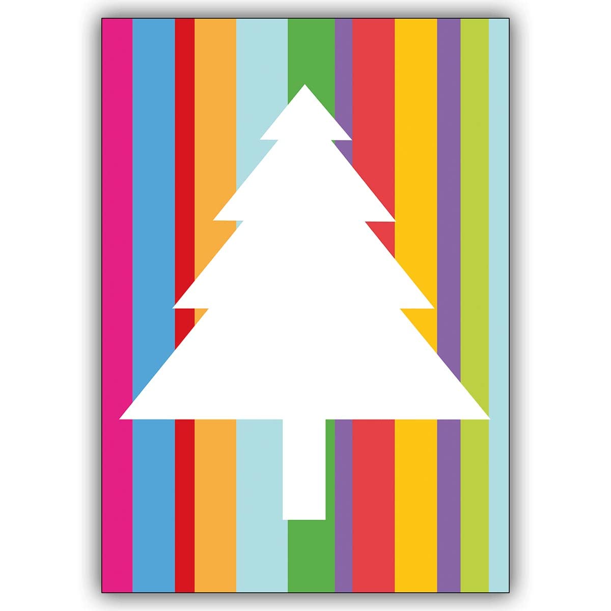 20er Set Schicke Weihnachtskarten als schönste Weihnachtsgrüße mit Weihnachtsbaum auf modernen Streifen, innen Ihr Text (Var4) geschäftliche u private Weihnachtspost