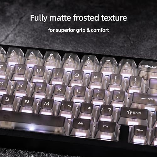 Image of dagaladoo Gradient Grey Translucent keycaps,Shine Through Keyboard keycaps 60 75 100%,Frosted Key caps Set,Cherry Profile Keyboard caps for Mx Switches Mechanical Keyboard(115key)