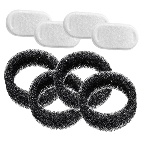 FONDOTIN Filtros para Bebederos de Gatos y Mascotas Juego de 8 Piezas 4 Filtros de Acero Inoxidable y 4 Almohadillas Filtrantes Repuestos para Dispensadores de Agua Filtración Eficaz