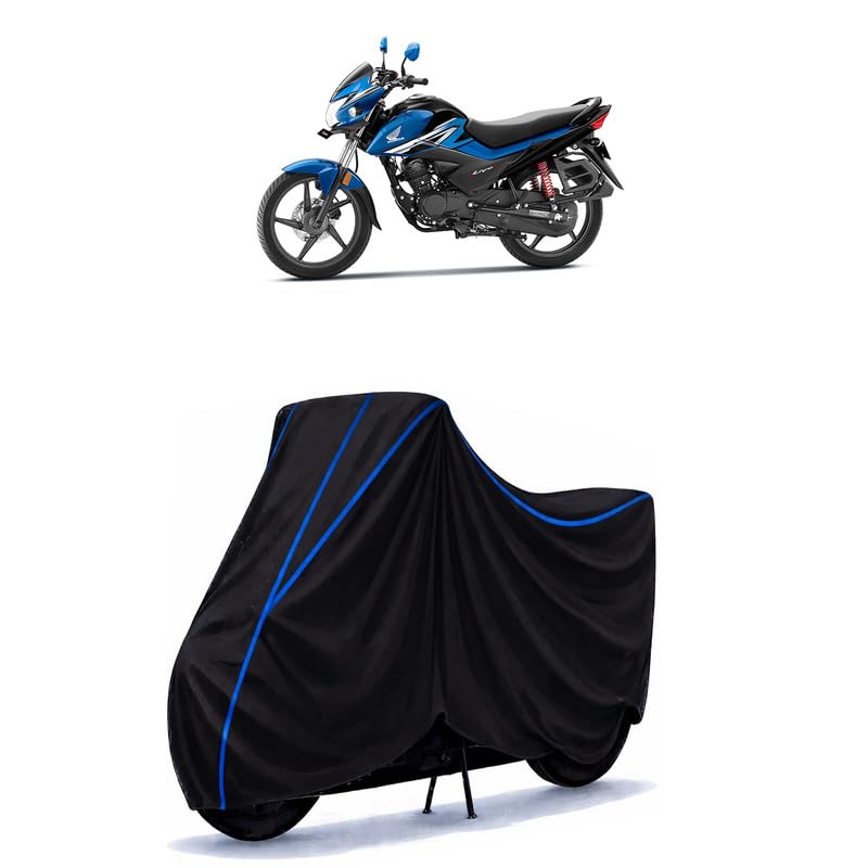Image of Livo Drum Bike Cover Water Resistant Universal Motorcycle Rain | Heavy Duty UV Protection, Dust, Scratch Indoor Outdoor All Weather with Black Blue Piping Elastic