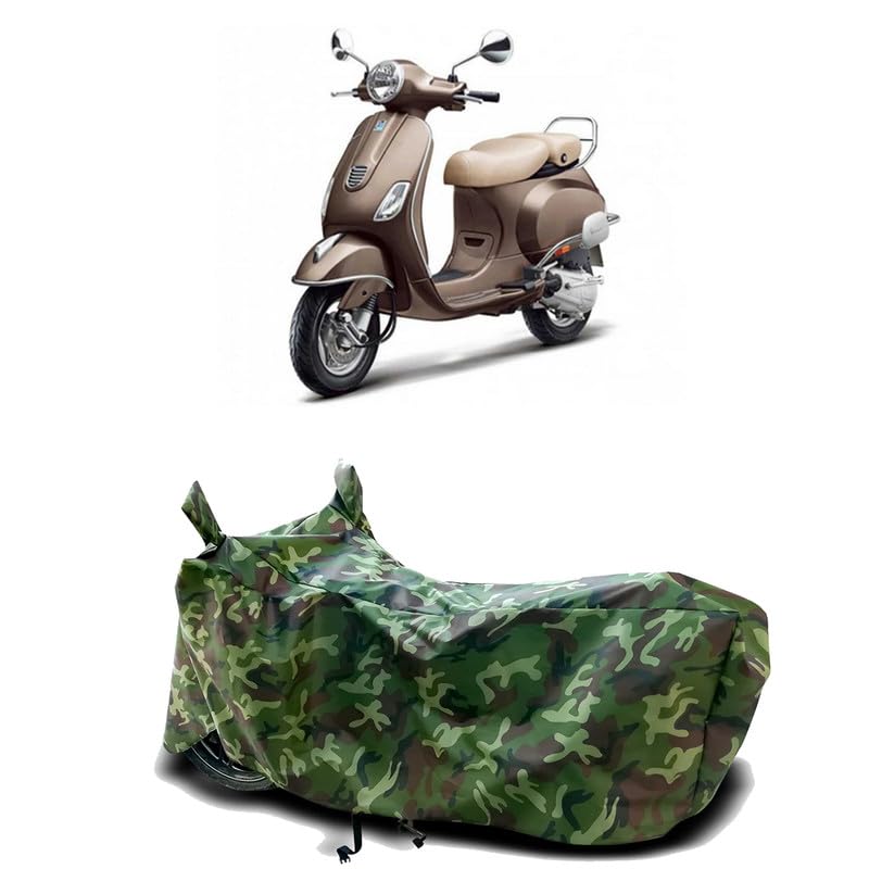 Image of DUFFEL-100% Heat Protection Two Wheeler Bike /Scooty Body Cover for Vespa Elegante Water Resistance /UV-Rays /Birds Dropping /Scratchproof /Dust Proof /Waterproof[Green Jungle Print]