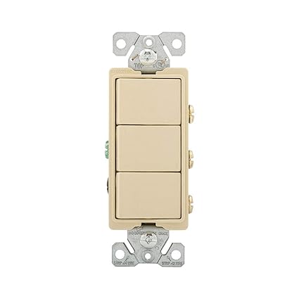 Cooper Wiring Devices 7729V-SP 15-Amp 3-Way 120-Volt Decorator Heavy Duty Grade Three Single-Pole Combination Switches, Ivory