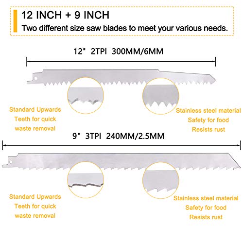 KONIGEEHRE 5 PACK Stainless Steel Reciprocating Saw Blades for Frozen Meat Bone Food Cutting Beef Turkey Wood Pruning Sawzall Blades