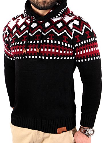Reslad Herren Grobstrick Pullover Norweger Winter Kapuzenpullover...