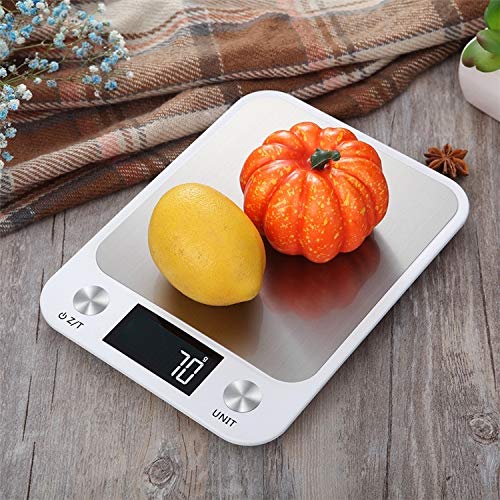 Digitale Küchenwaage, LCD-Lebensmittel-Kochwaage, ultradünnes Design, leicht zu reinigen, multifunktionale elektronische Haushaltswaage, (Farbe: Weiß, Größe: 10 kg/1 g) (weiß 5 kg/1 g)
