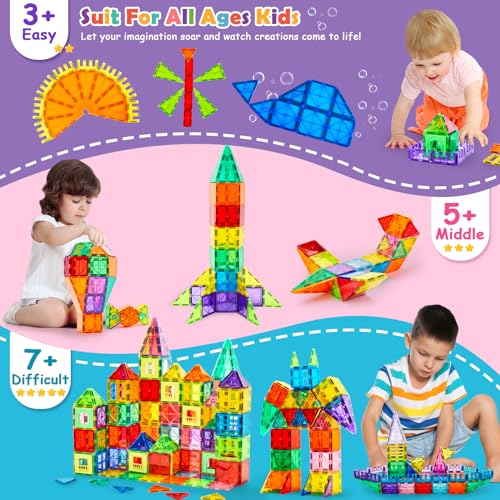 Dopyye 132-Piece Magnetic Tiles with 2 Cars — view 5