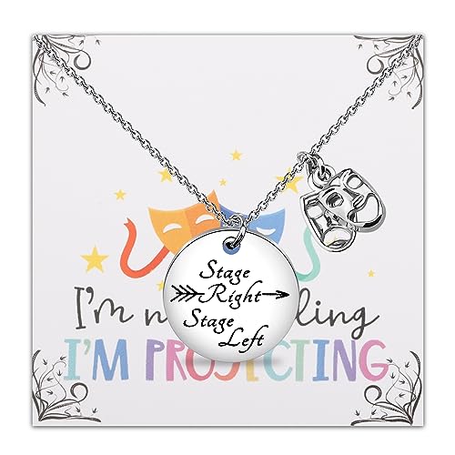 PLITI Drama Theater Gift Theatre Life Gift Drama Lover Gift Stage Right Stage Left Comedy Tragedy Mask Necklace For Actress