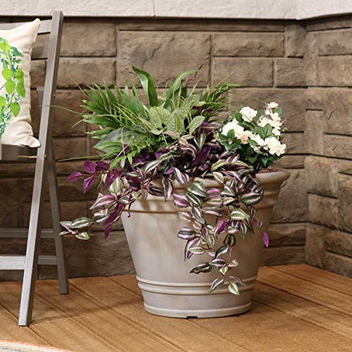 Sunnydaze Franklin 20-Inch Indoor/Outdoor Polyresin Planter - Uv-Resistant Beige Finish #TOP2