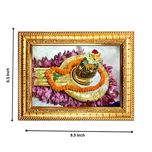 Image of Hawai Lord Shiva Kasi Vishwanath Jyotirlinga Home Decor Worship Use Wall Hanging Wooden Photo Frame SFDI299 GLD FRM GRP