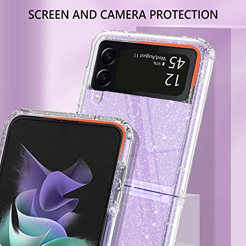 Guagua Compatible With Samsung Galaxy Z Flip 3 5G Case 6.7 Inch Crystal Clear Tpu Cover Glitter Sparkle Bling Slim Shockproof Protective Phone Cases For Samsung Galaxy Z Flip 3 2021 Transparent #TOP3
