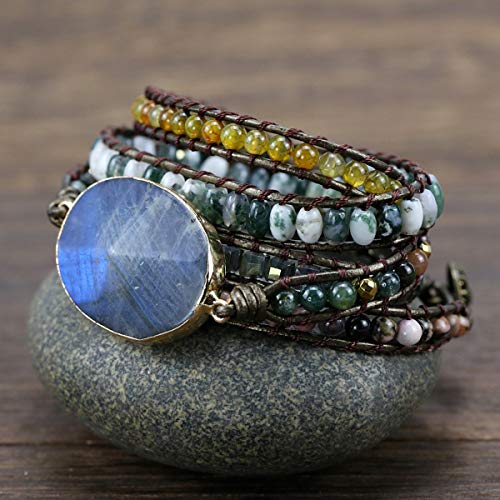 Image of Boho Wrap Bracelet for Women, Handmade Natural Imperial Jasper Multi-Layer Stone Beaded Bracelet, Bohemian Healing Crystal Stone Jewelry Gifts