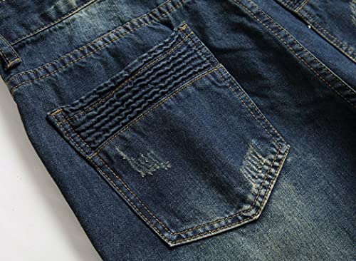 Men's Fashion Stretch Straight Ripped Distressed Jeans Sim Fit Destroyed Jeans Pants Streetwear4