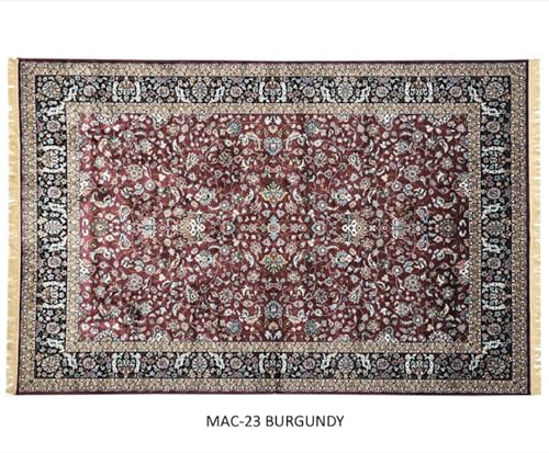 Image of Handmade Pure Silk Carpet 2 x 4 Feet Designer Oriental Silk Rug, Luxury 100% Silk Area Rug Perfect for Living Room, Bedroom & Home Decoration (MAC-23 Burgundy)