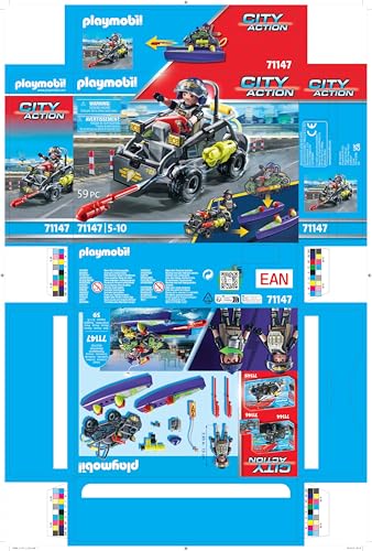 Playmobil 71147 Quad Transformable de Bandit - City Action - avec Un Personnage à Visage Interchangeable et Un véhicule d'intervention des Forces spéciales avec Effets sonores et Lumineux - Dès 5 Ans