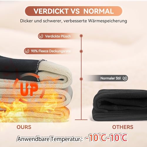 HLTPRO Thermo Leggings Damen Gefütterte Winter High Waist Thermohose Dicke Thermoleggings Warm Leggins für Outdoor Hause Schwarz L