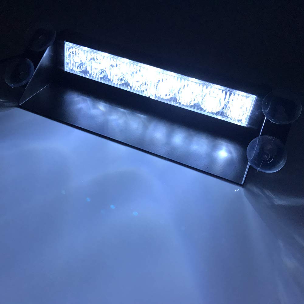 Lampe stroboscopique d'avertissement d'urgence 8 LED pour Pare-Brise de Voiture gyrophare (Blanc)